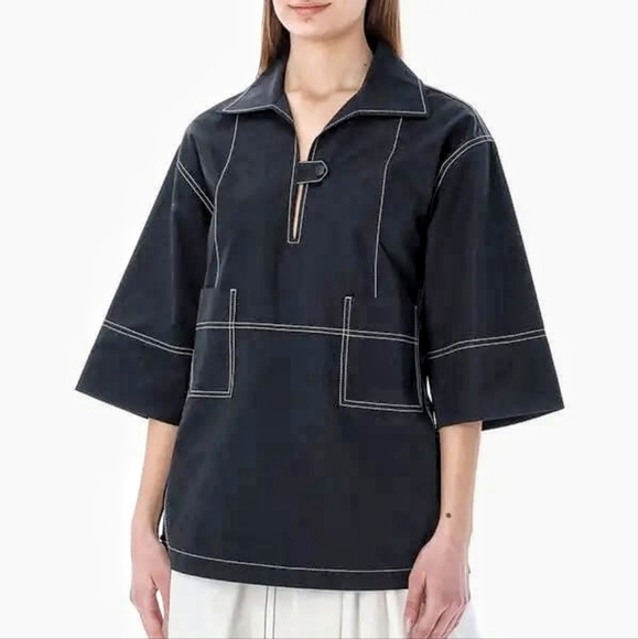 Tory Burch Black Poplin Tunic - Picture 1 of 11